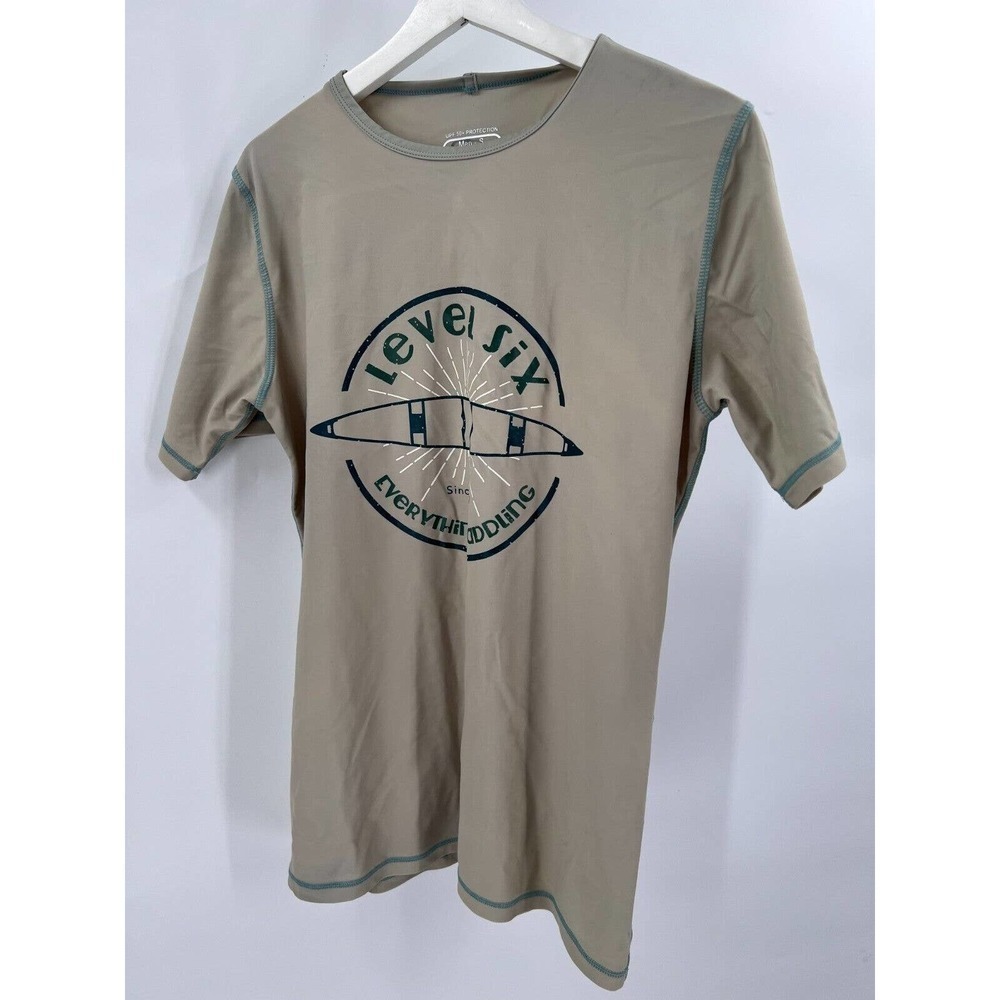Level Six Men's Size Small UPF 50+ Coastal Paddling Beige T-Shirt Short Sleeves